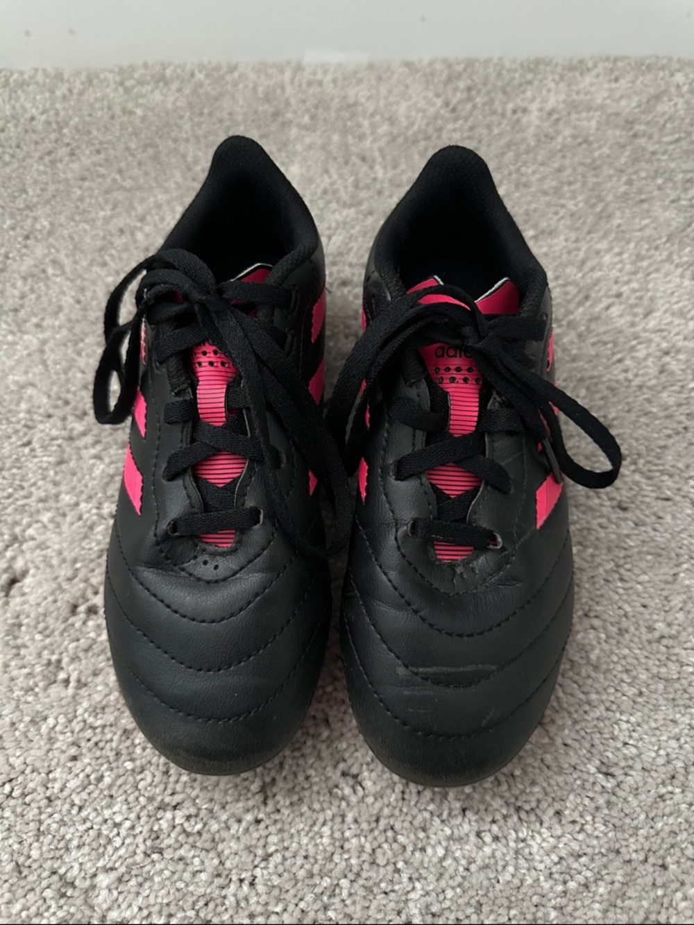 adidas Kids Black and Hot Pink Lace-Up Sneakers